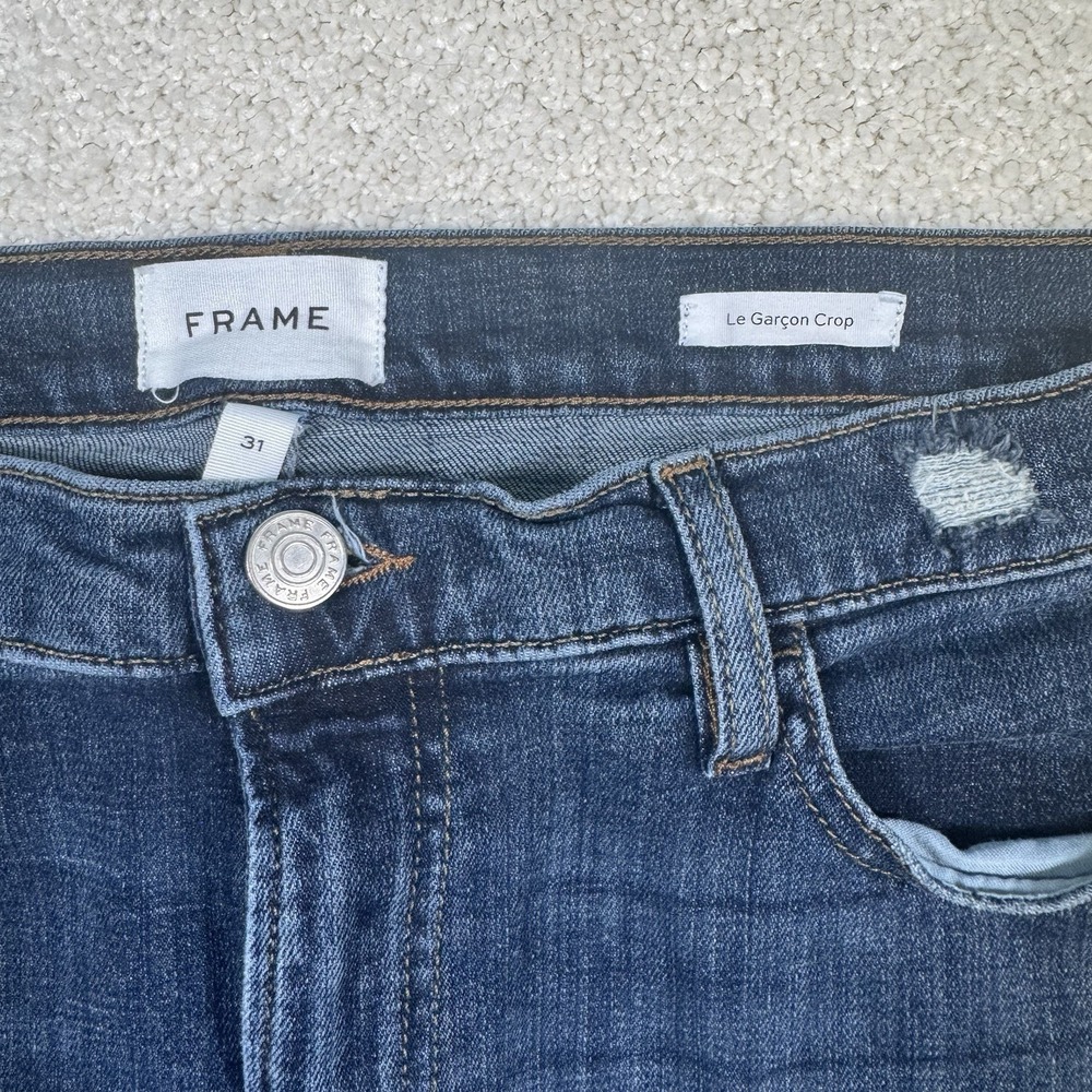 FRAME Le Garcon Crop Jeans Women's Dark Wash Size 31 Straight Leg Denim (36x24) - Picture 4 of 6